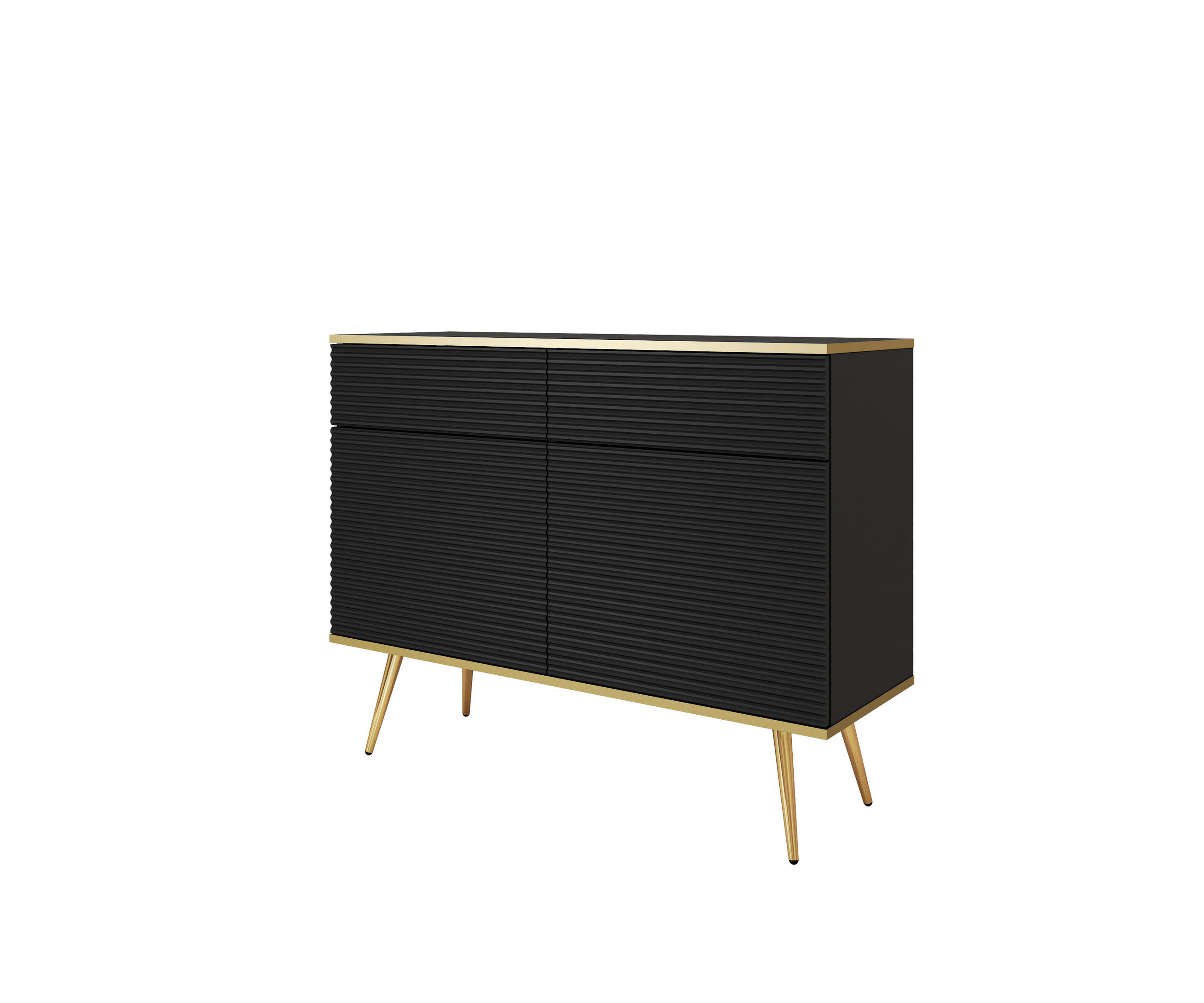 SIDEBOARD: schwarz mit goldenen Beinen, 107 x 85 x 39 - Schwarz, Holzwerkstoff (107/85/39cm) - 3XE LIVING