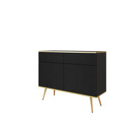 SIDEBOARD: schwarz mit goldenen Beinen, 107 x 85 x 39 - Schwarz, Holzwerkstoff (107/85/39cm) - 3XE LIVING