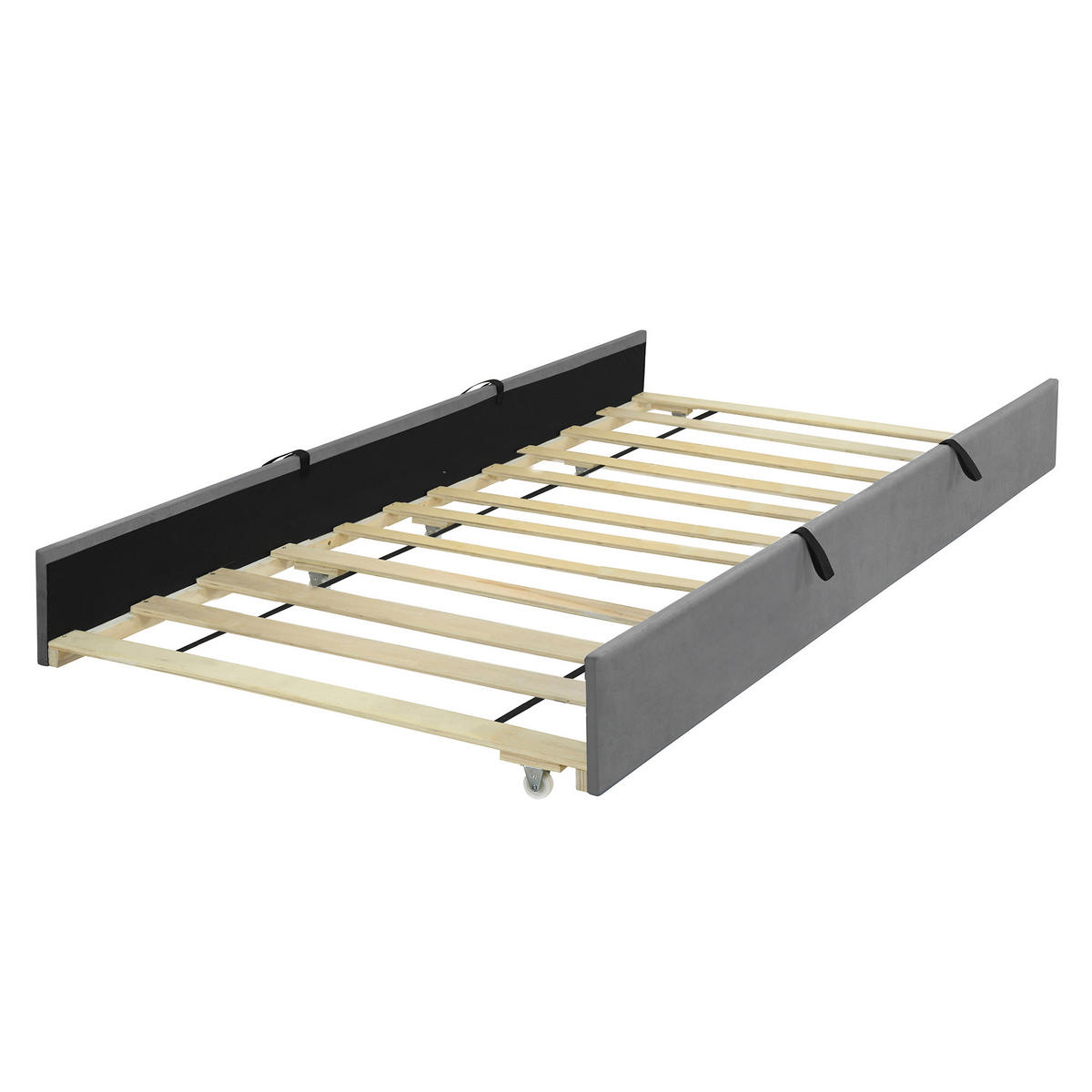 POLSTERBETT aus Samtstoff 90x190 cm in Grau mit ausziehbarem Bett - Grau, Textil (90/190cm) - Modfu