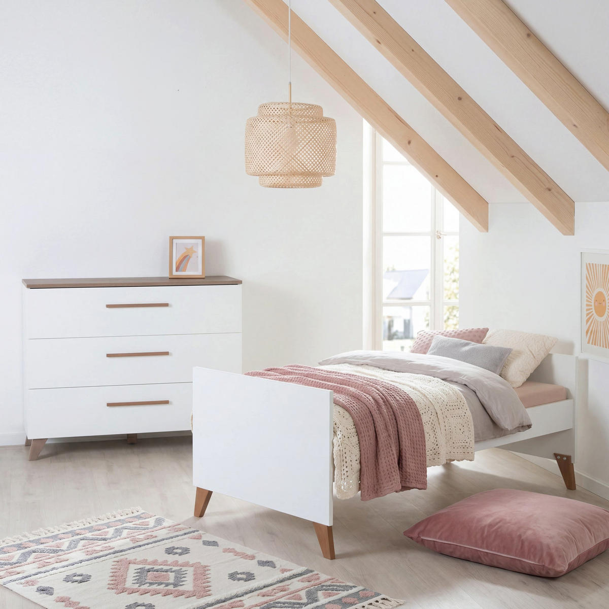 BABYBETT Ole 70 x 140 cm - Eichefarben/Weiß, Holz/Holzwerkstoff (70/140cm) - Roba