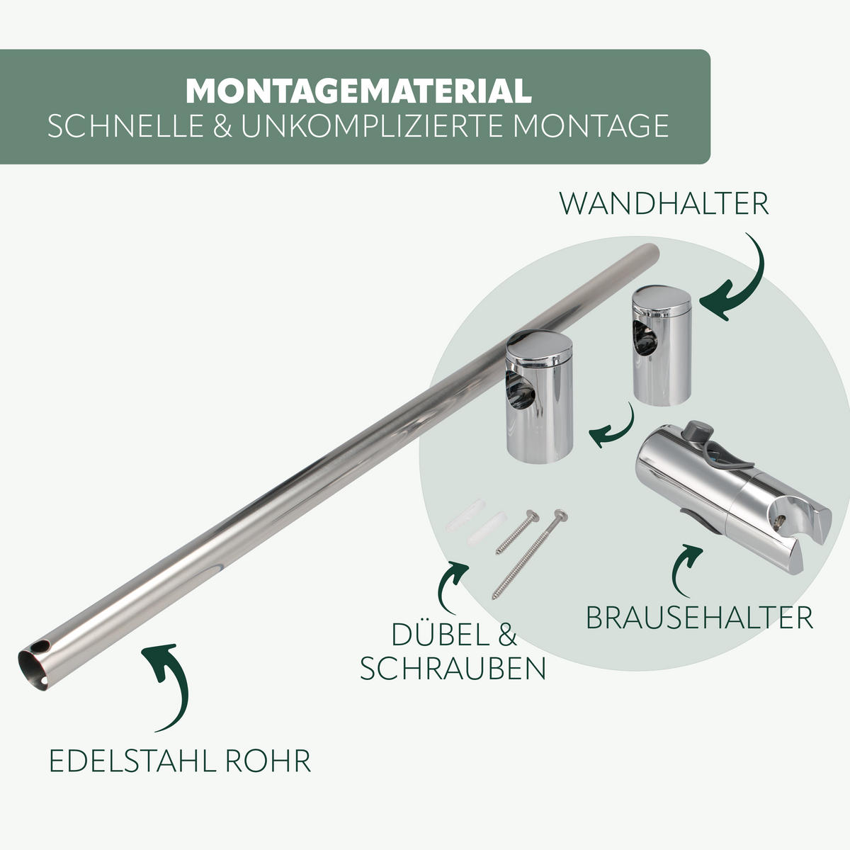 BRAUSESTANGE, silber, Edelstahl - Edelstahlfarben, Metall (11/71.5/7.5cm) - bremermann