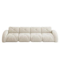 SOFA 358/95/76 cm in Hellbeige aus Chenille mit modularem Design - Beige, Textil (95/76/358cm) - Flora Grace