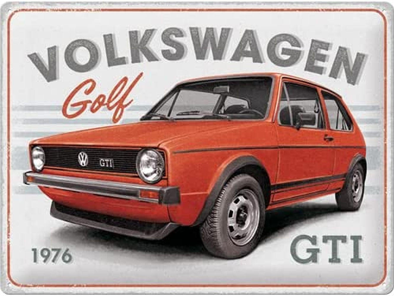 BLECHSCHILD 30/40 cm VW Golf GTI 1976 - Multicolor, Metall (40/30/0.2cm) - Nostalgic-Art