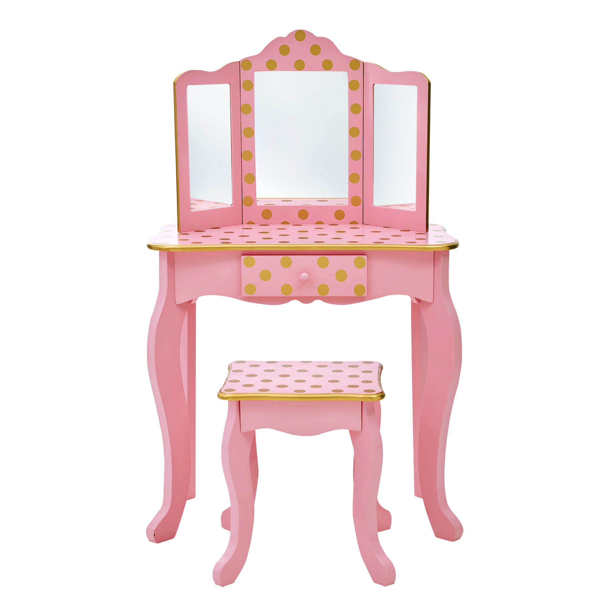KINDER-SCHMINKTISCH mit Spiegel und Hocker, Rosa, 100cm - Pink, Holzwerkstoff (30/100/60cm) - Teamson Kids