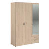 KLEIDERSCHRANK mit Spiegel Eiche 120cm 3-türig Drehtürenschrank - Eichefarben/Silberfarben, Holzwerkstoff/Kunststoff (120/185/51cm) - Furn.Design