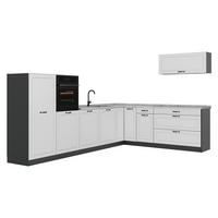 ROHOVÁ KUCHYŇA R-Line, Biely vidiecky dom/antracitová, 327 x cm Marmori työtaso - biela/antracitová, kompozitné drevo (327/143/60cm) - Vicco