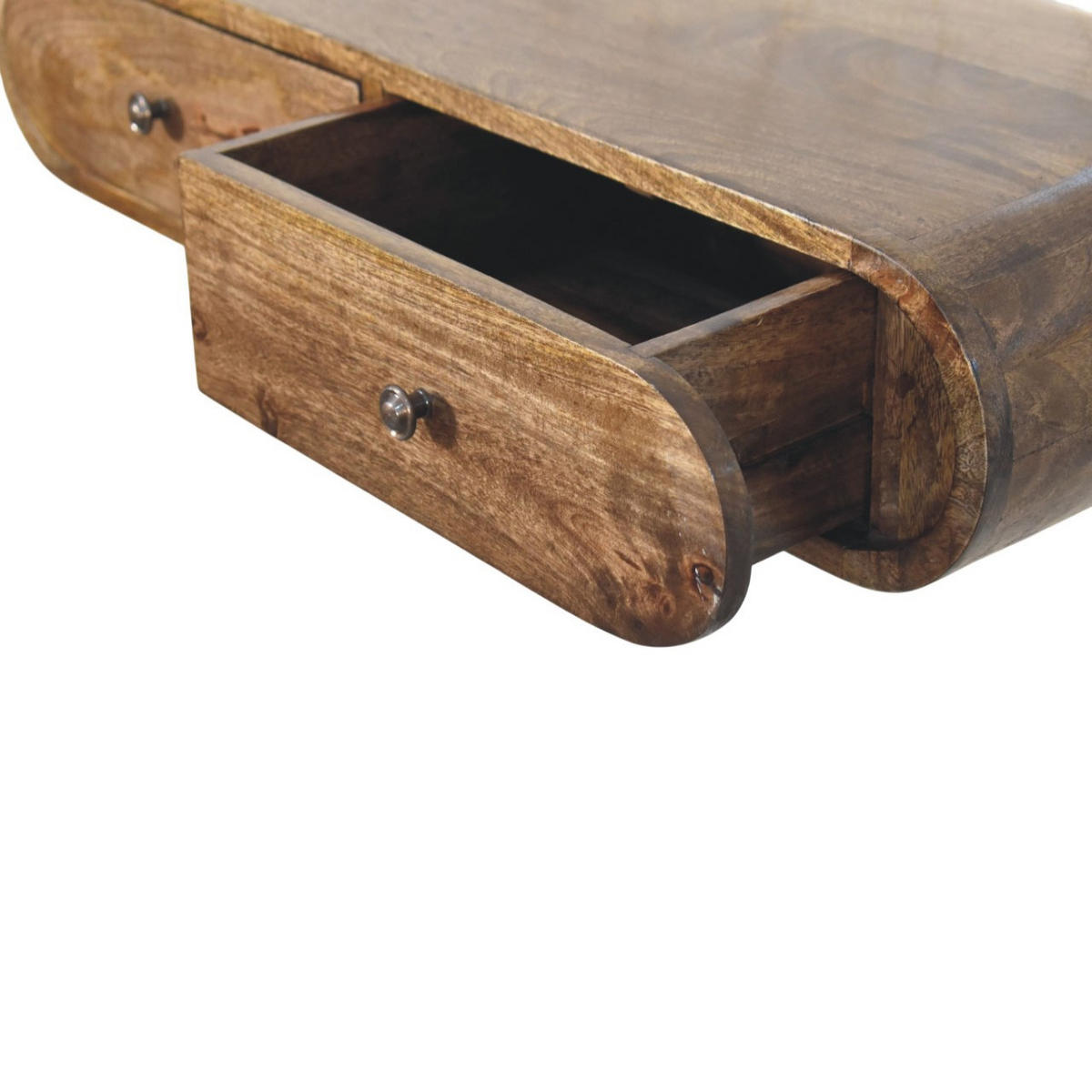 KONSOLEN TISCH Rounded Wandmontage mit 2 Schubladen - Braun, Holz (80/32/15cm) - Artisan Furniture