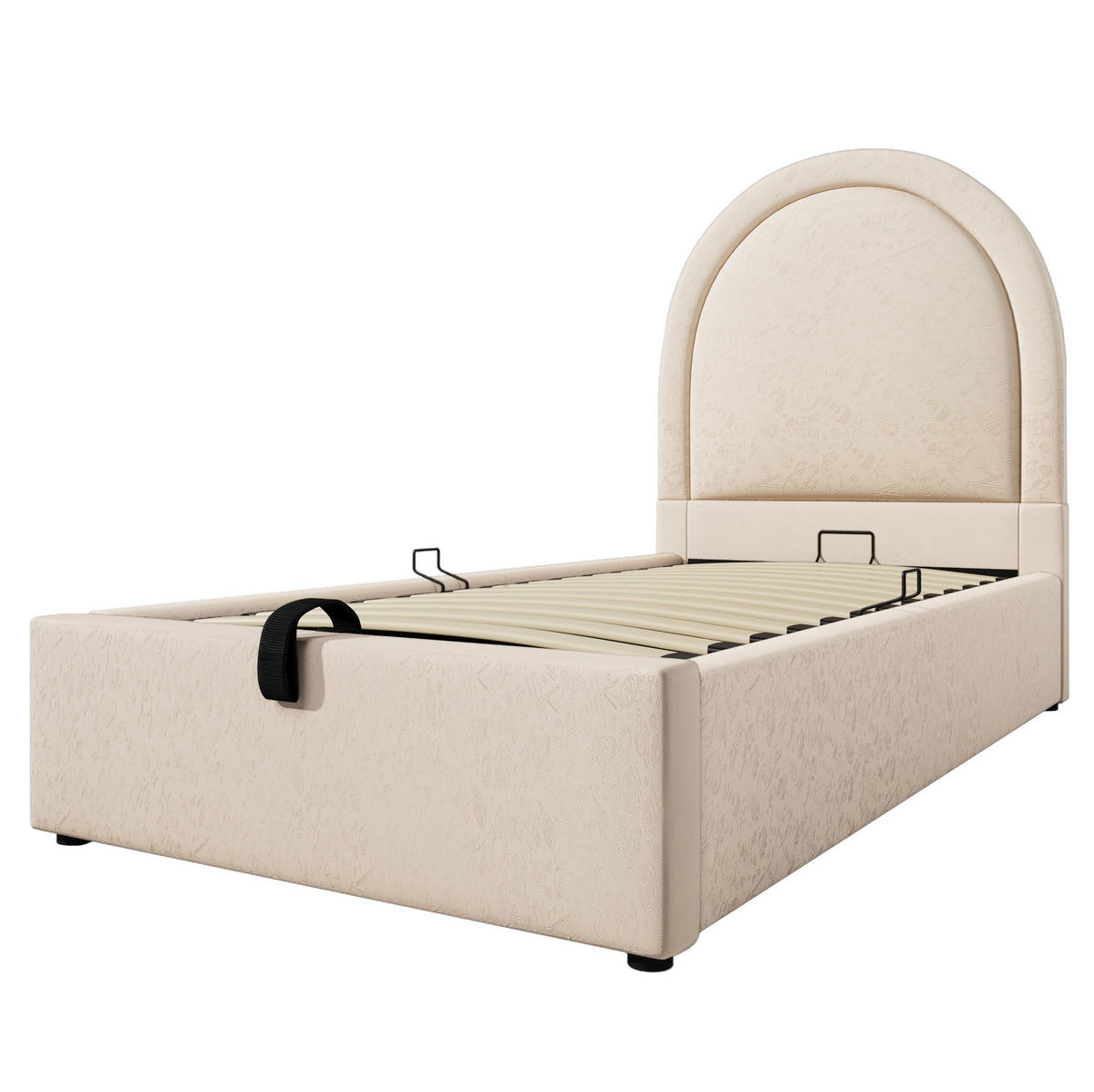 DETSKÁ posteľ 90/200 cm béžová s úložným priestorom z PU s matracom - béžová, koža (90/200cm) - OKWISH