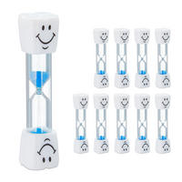 10XZAHNPUTZUHR - Multicolor, Glas/Naturmaterialen (2.5/10/2.5cm) - Relaxdays