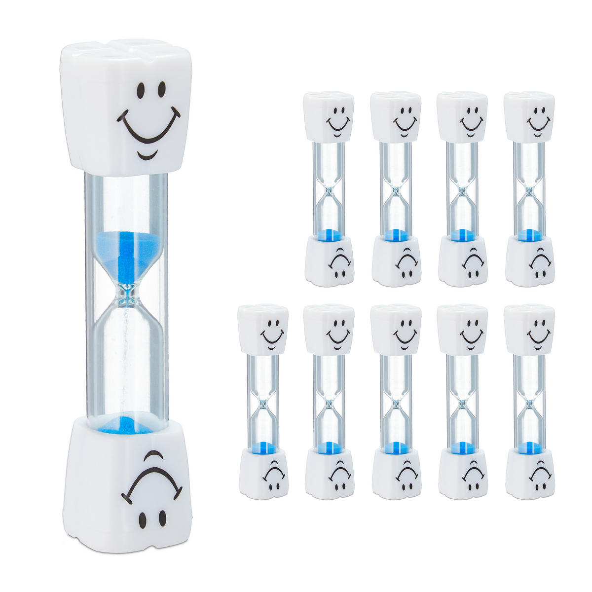 10XZAHNPUTZUHR - Multicolor, Glas/Naturmaterialen (2.5/10/2.5cm) - Relaxdays