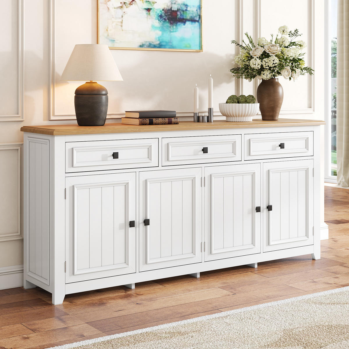 SIDEBOARD 160x35x76 cm Stauraum - Weiß, Holz (160/76/35cm) - Fortuna Lai