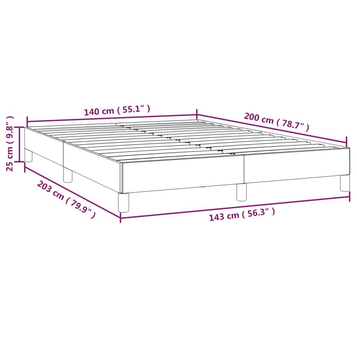 BETTGESTELL Rosa 140/200 Cm Samt - Rosa, Textil (140/200cm) - vidaXL