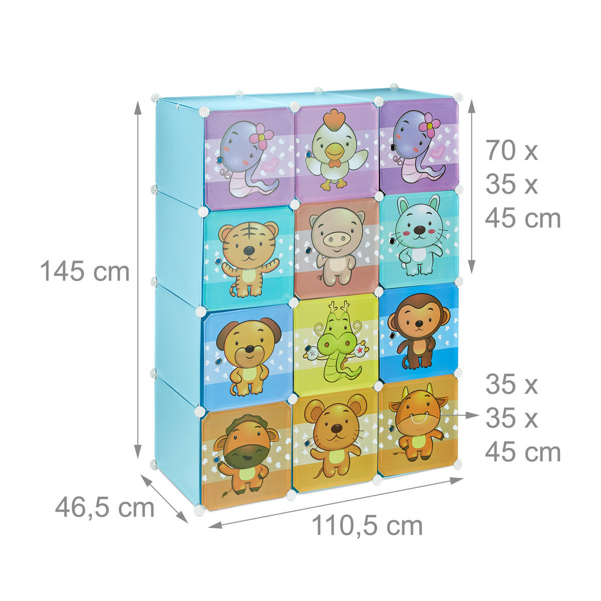 STECKREGAL Kinderzimmer - Multicolor, Kunststoff/Metall (110/145/46.5cm) - Relaxdays