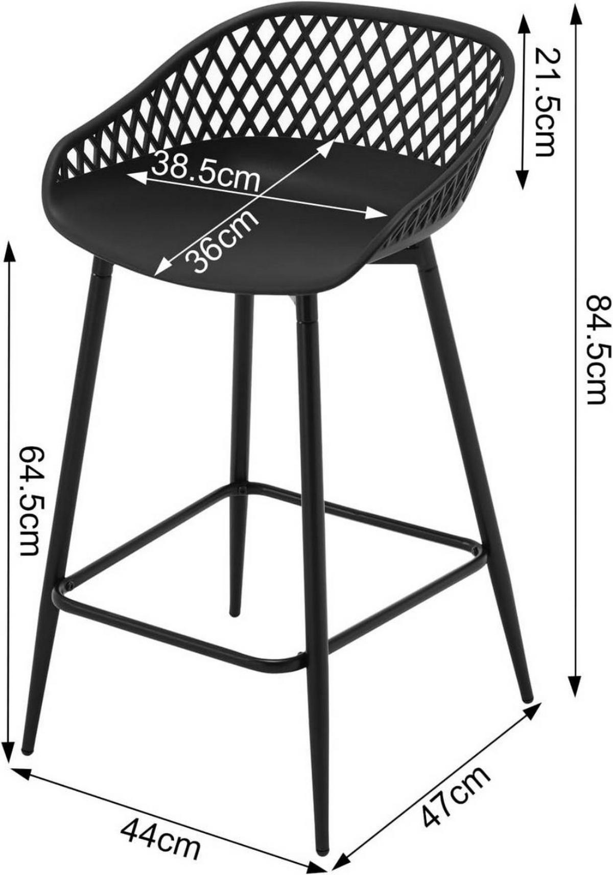 BARHOCKER 4er Set aus PP-Kunststoff, Schwarz - Schwarz, Kunststoff/Metall (44/84.5/47cm) - Woltu