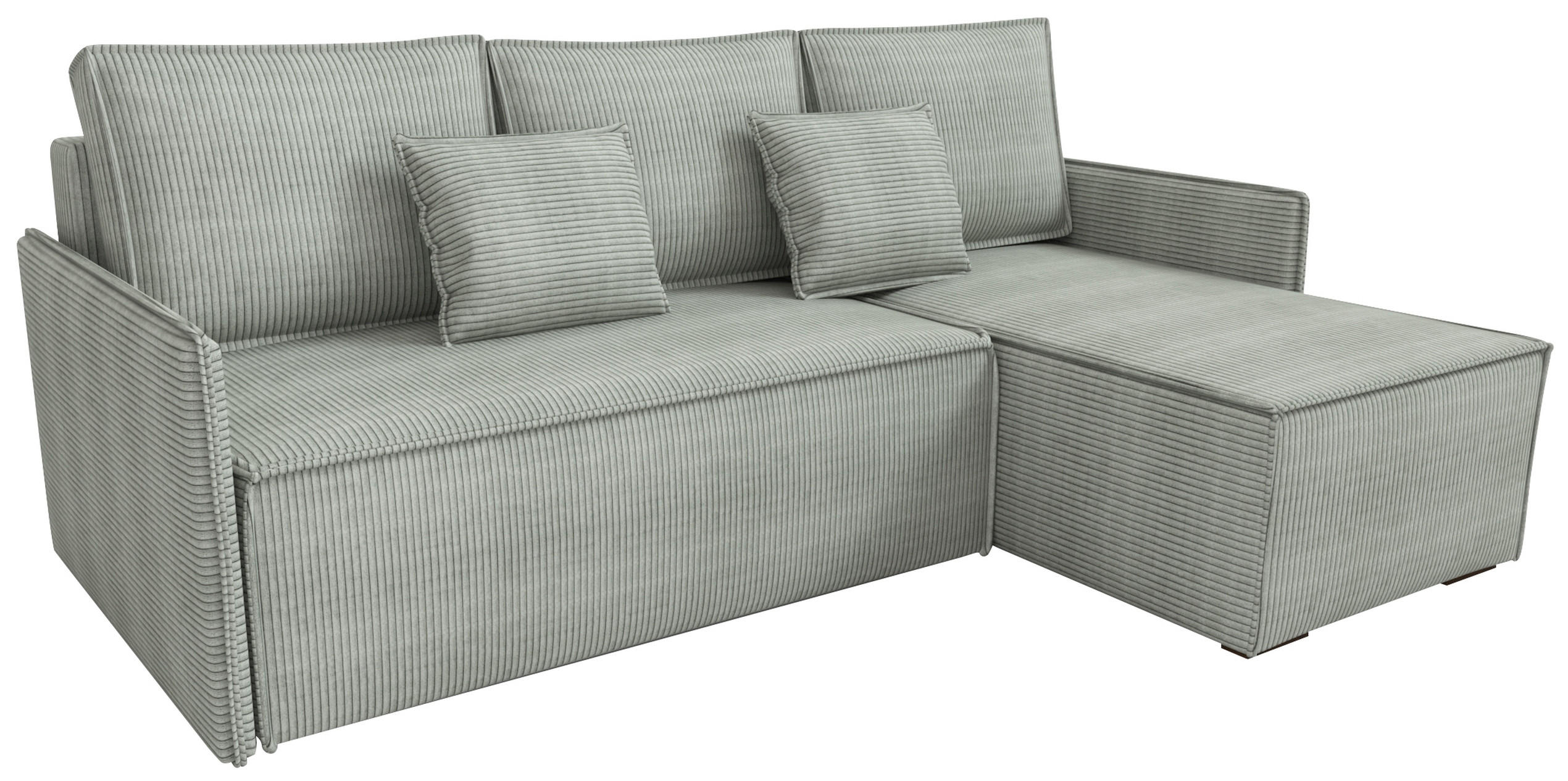 ECKSOFA Atlantic mit Schlaffunktion Grau Cord - Hellgrau, Textil (238/141cm) - Bromarkt