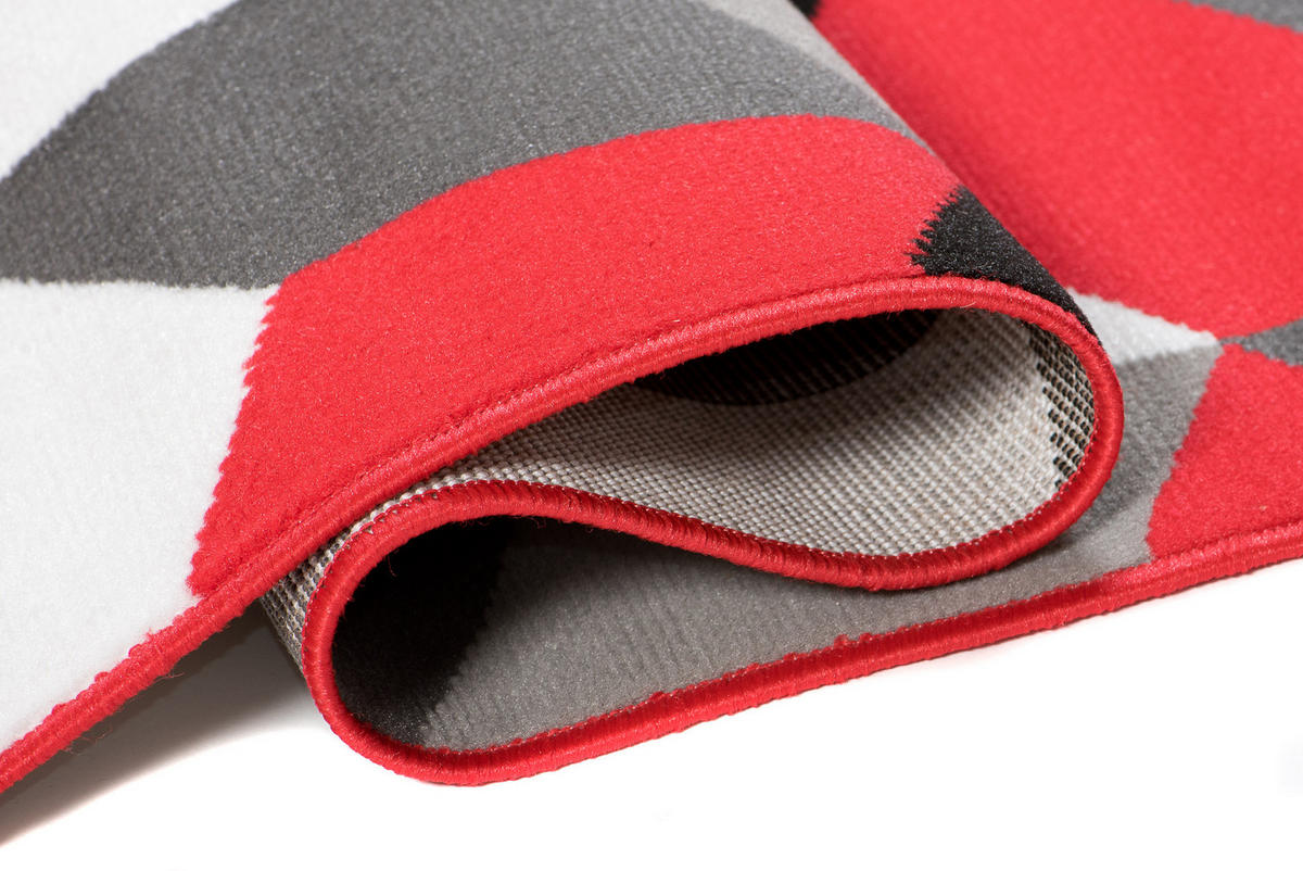 TEPPICH MAYA Rot Geometrisch Gitter Figuren 80/150 cm - Rot, Textil (80/150cm) - Tapiso