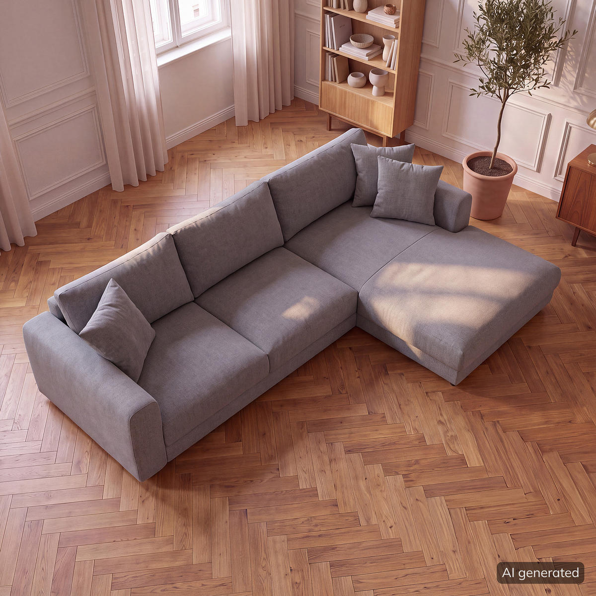 ECKSOFA mit Longchair - Schwarz/Grau, Holz/Kunststoff (286/183cm) - home24