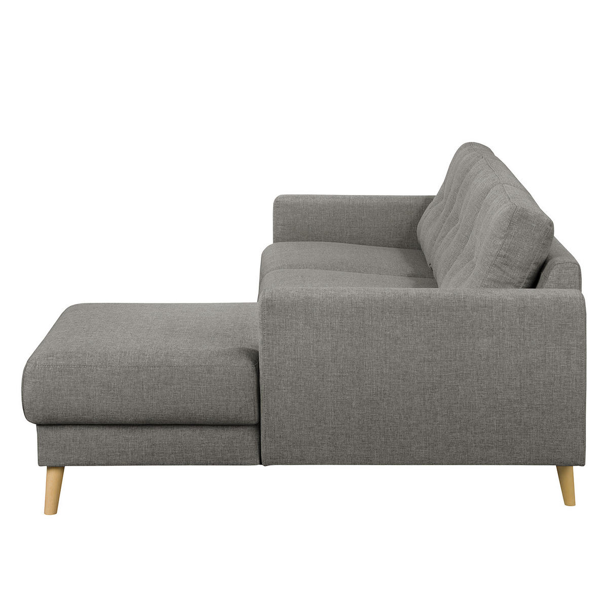 ECKSOFA mit Longchair - Hellbraun/Grau, Holz/Textil (233/148cm) - home24