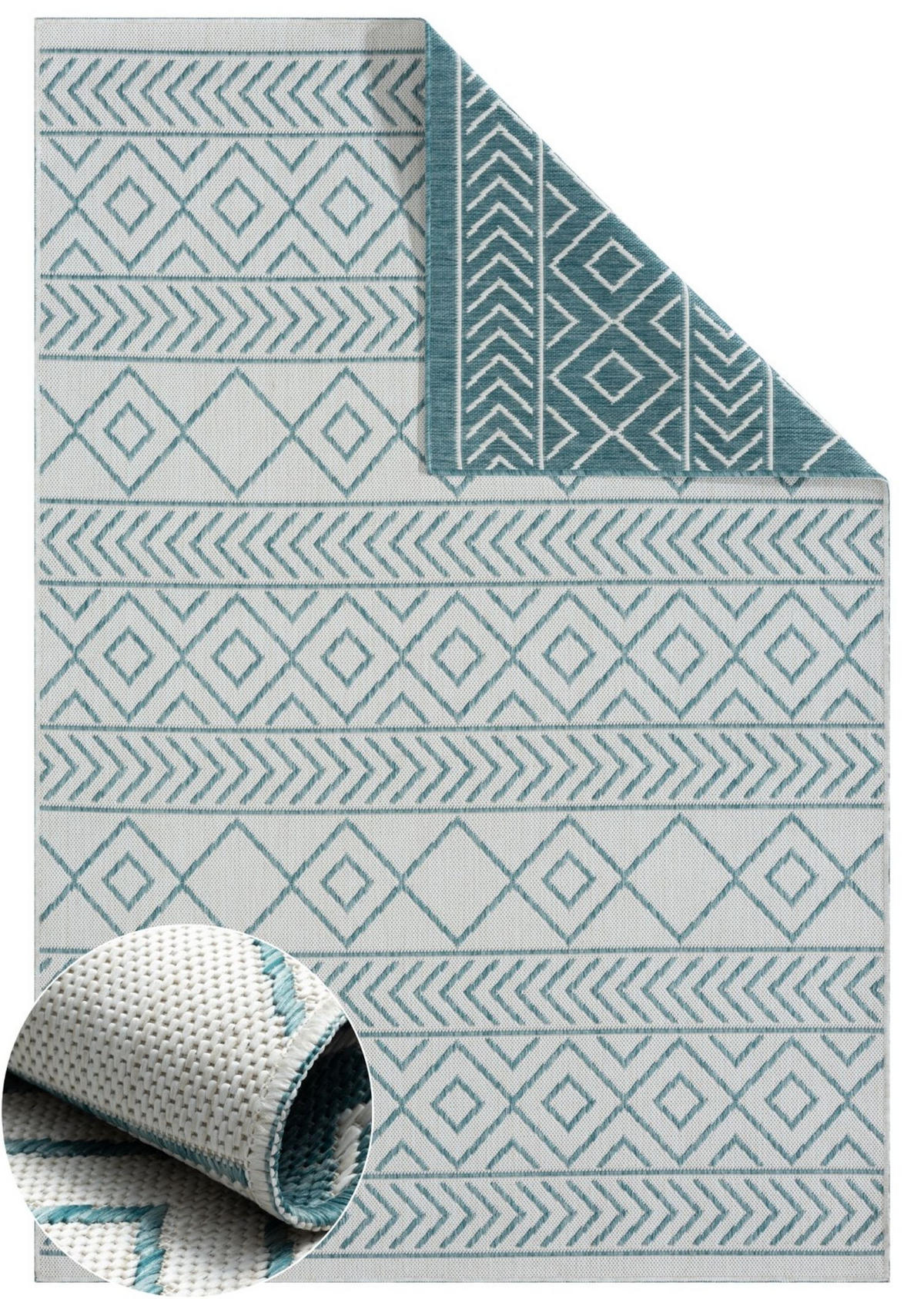 OUTDOORTEPPICH Juniper Blaugrau,Petrol,Hellgrau 80/150 cm - Blaugrau, Textil (80/150cm) - My-Rug
