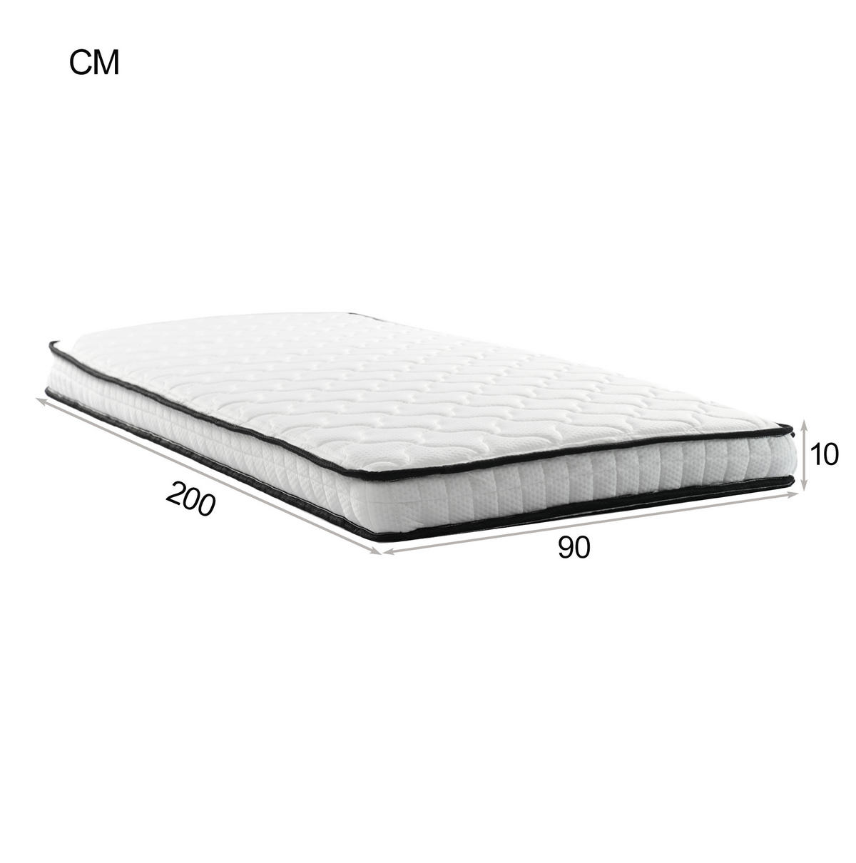 HOCHBETT 90/200 cm Dachboden-Design mit Rutsche und Tafel Weiß mit Matratze - Weiß, Holzwerkstoff (90/200cm) - OKWISH