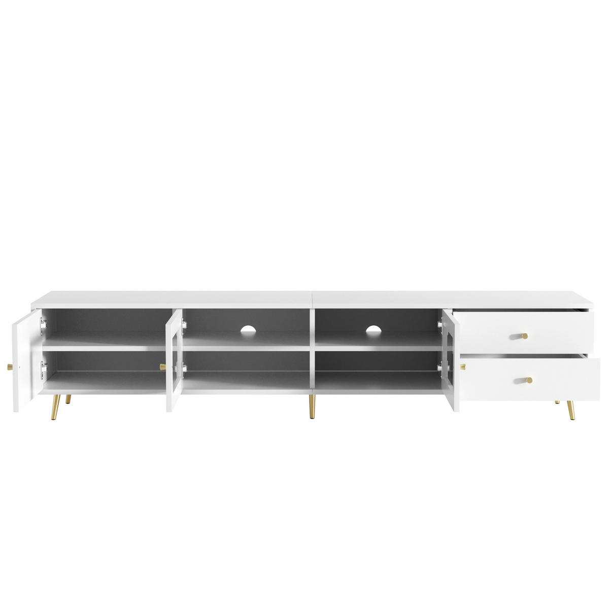TV-SCHRANK 170/40/28 cm Weiß mit 2 Schubladen, 2 Glastüren und 1 Schranktür - Weiß, Holzwerkstoff/Metall (170/28/40cm) - Oxeza
