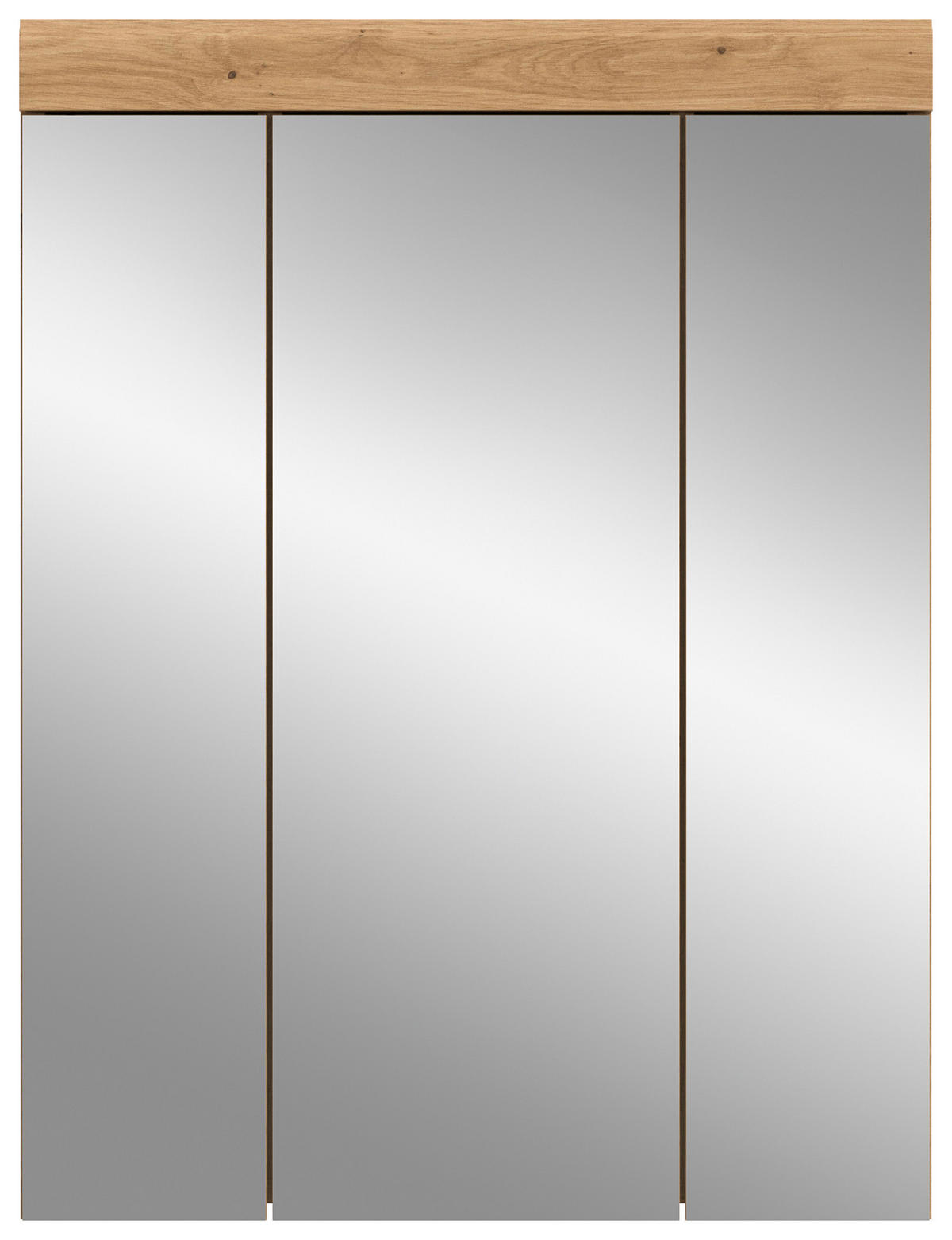 SPIEGELSCHRANK Eiche Artisan 60 x 79 cm, Badschrank 3-türig - Eiche Artisan, Glas/Holzwerkstoff (60/79/19cm) - Inn.Furn