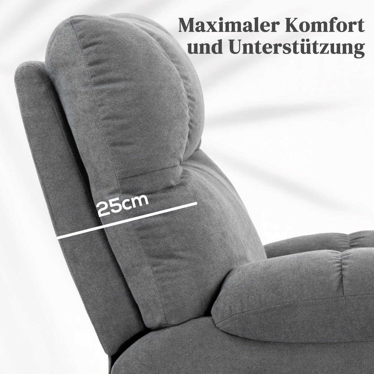 FERNSEHSESSEL mit Aufstehhilfe, Grau - Schwarz/Grau, Textil/Metall (95/109/91cm) - HOMCOM