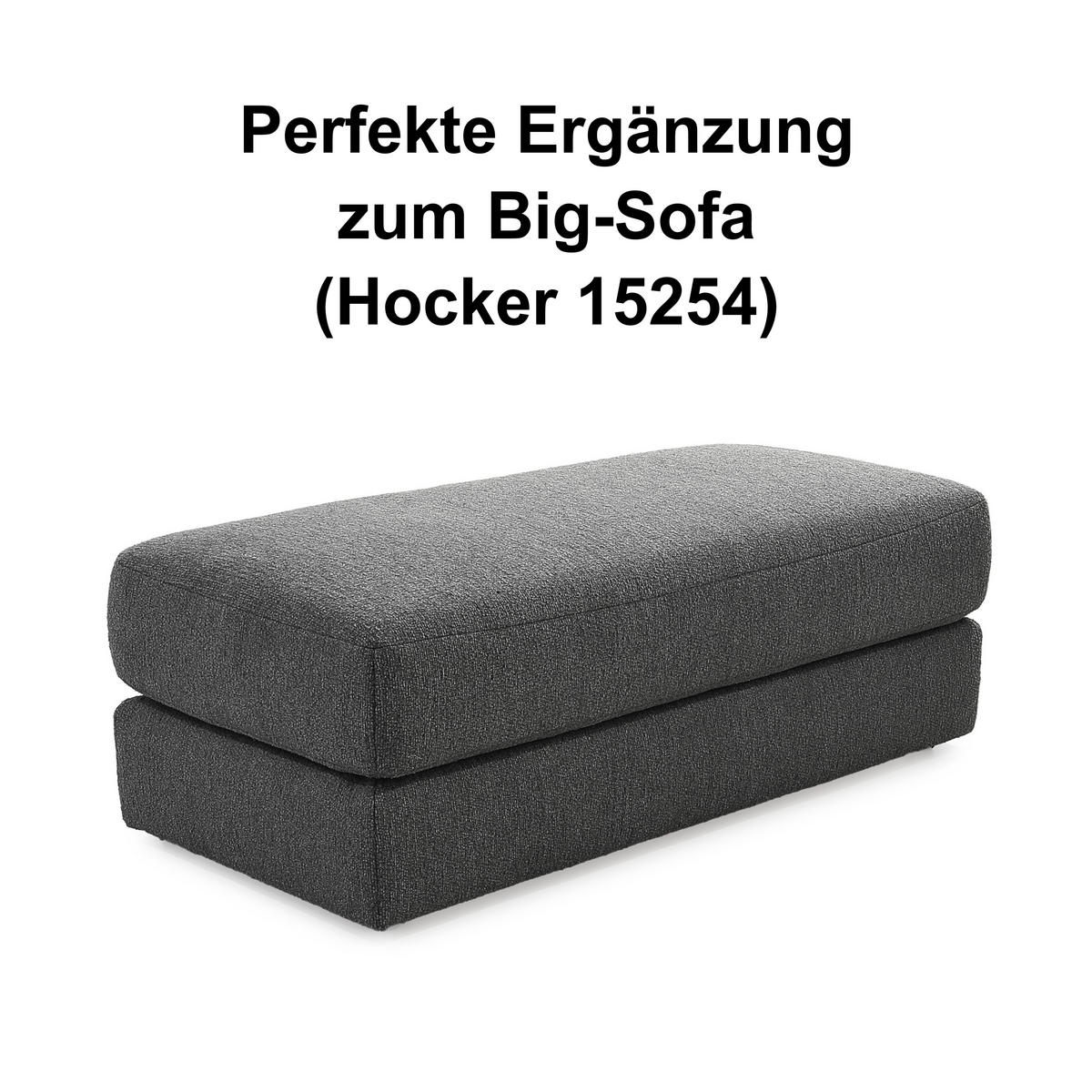 BIG-SOFA mit Federkern B290/T135/H90 cm extratief, Liegefläche 122x240 cm, Flachgewebe Dunkelgrau / 15248 - Dunkelgrau/Schwarz, Kunststoff/Textil (290/90/135cm) - luma-home