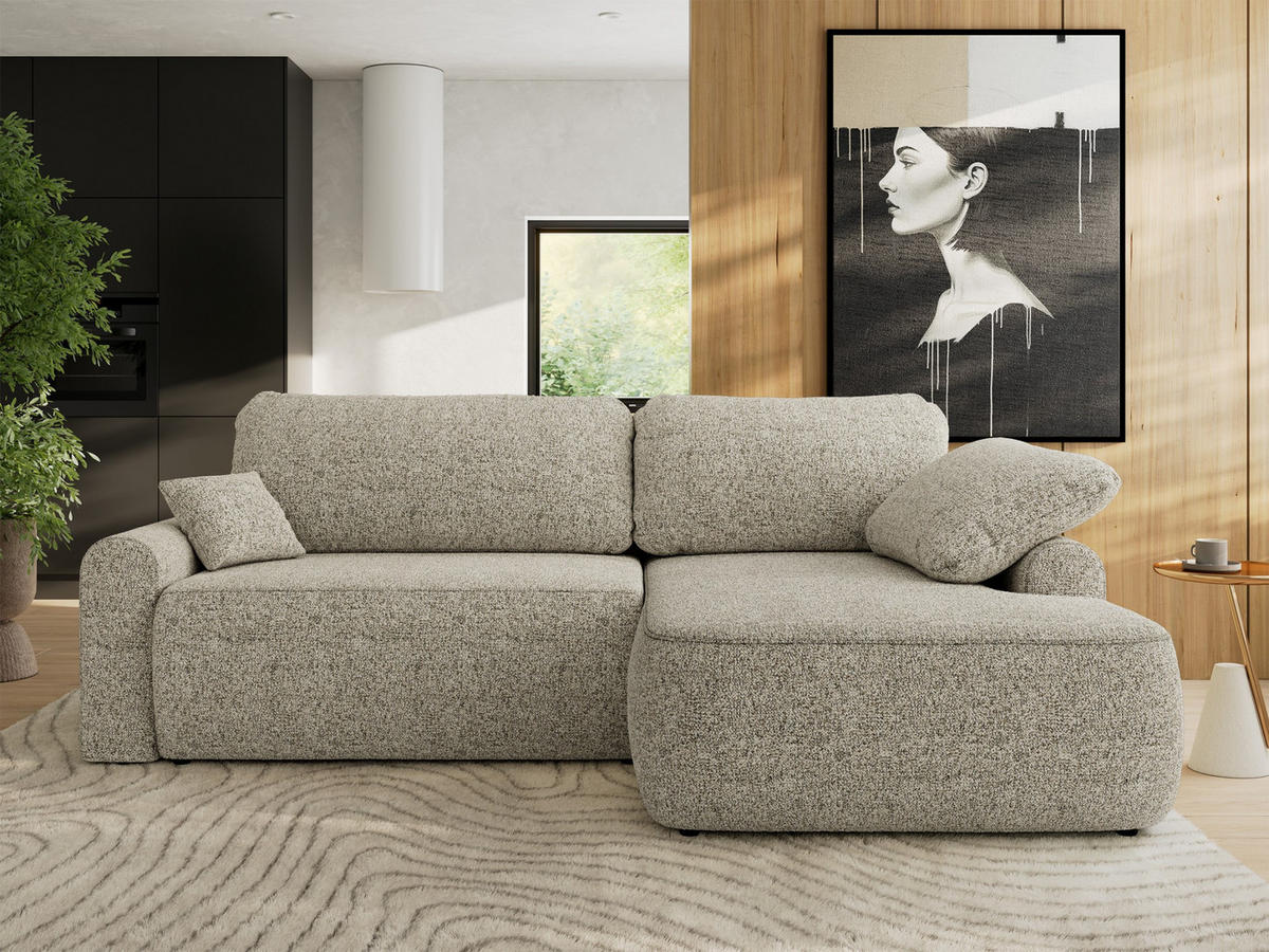 ECKSCHLAFSOFA CUBO L Beige Struktur - rechts - Beige/Schwarz, Kunststoff/Textil (187/273cm) - MKS