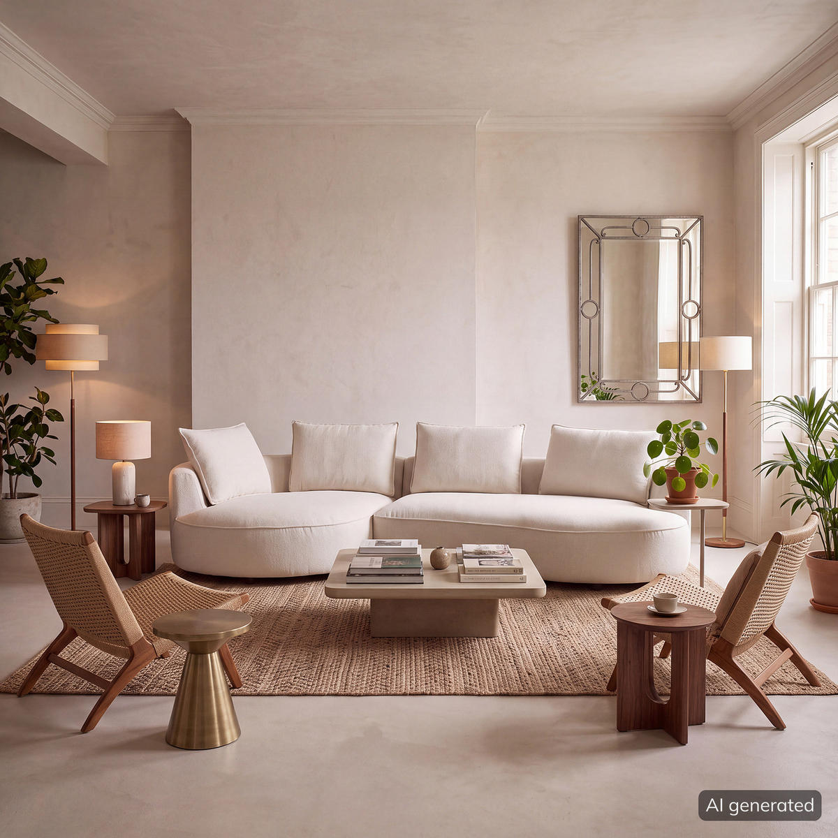 BIGSOFA - Beige, Kunststoff/Textil (322/82/154cm) - home24