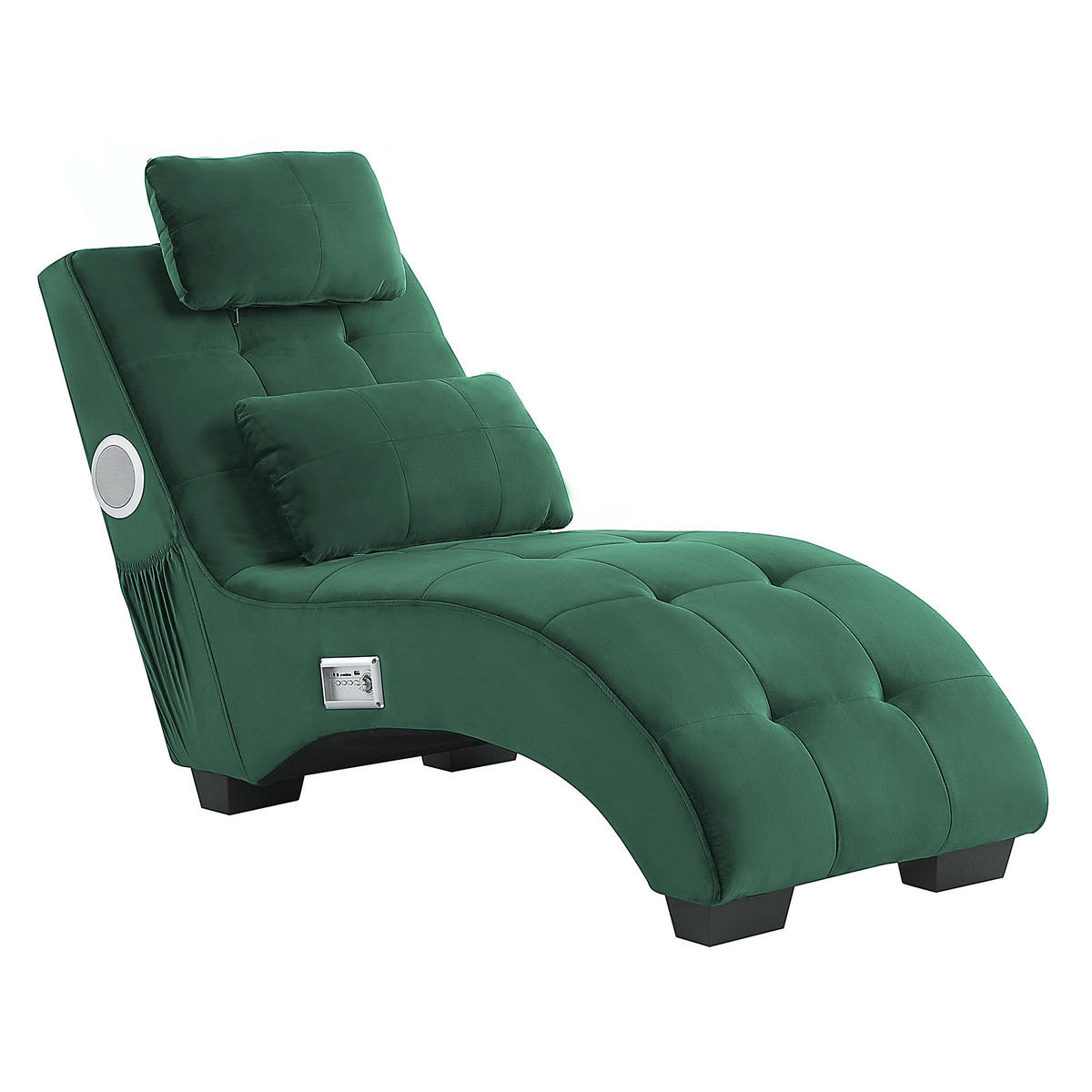 CHAISELONGUE Samtstoff Grün Simorre - Hellgrün, Textil (157/82/66cm) - Beliani