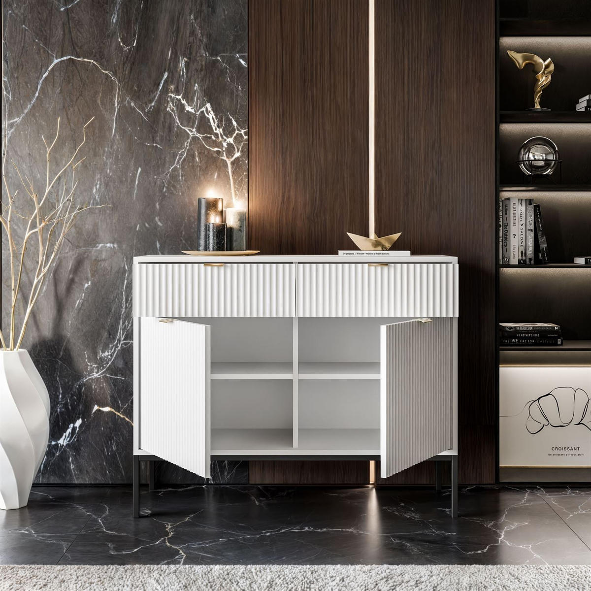 KOMMODE CORTADO KSZ104 MIT SCHUBLADEN WEISS - Weiß, Holzwerkstoff (104/83/39cm) - Lookway