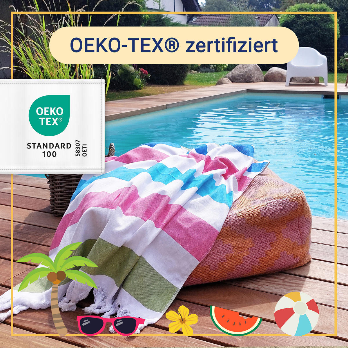 STRANDTUCH, 90x170 cm, 100% Baumwolle, bunt - Multicolor, Textil (90/170cm) - Zollner