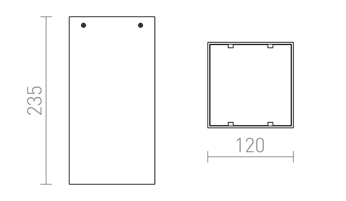 DECKENLEUCHTE MEA quadratische gebürstetes Aluminium 15 W - Silberfarben, Metall (12/12/23.5cm) - Rendl