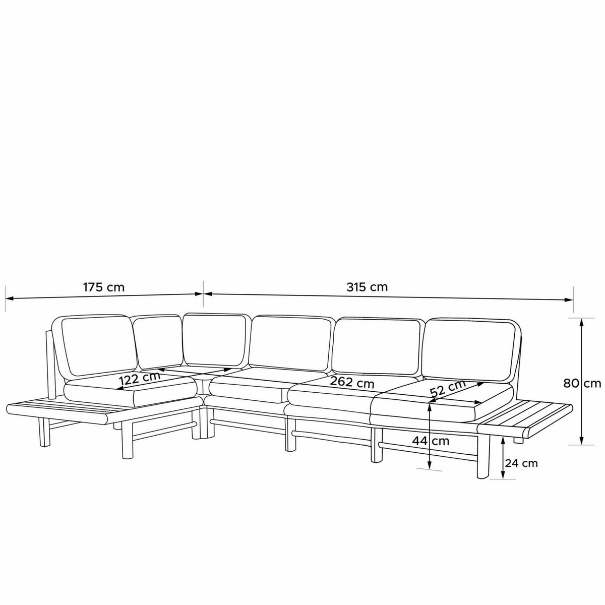 LOUNGESOFA ATREDA links - Creme, Holz/Textil (245/74/245cm) - KONSIMO®