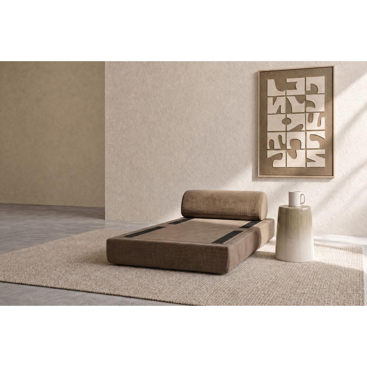 VERWANDLUNGSSESSEL aus taupefarbenem Cord - Taupe, Textil (95/70.5/95cm) - Kimo