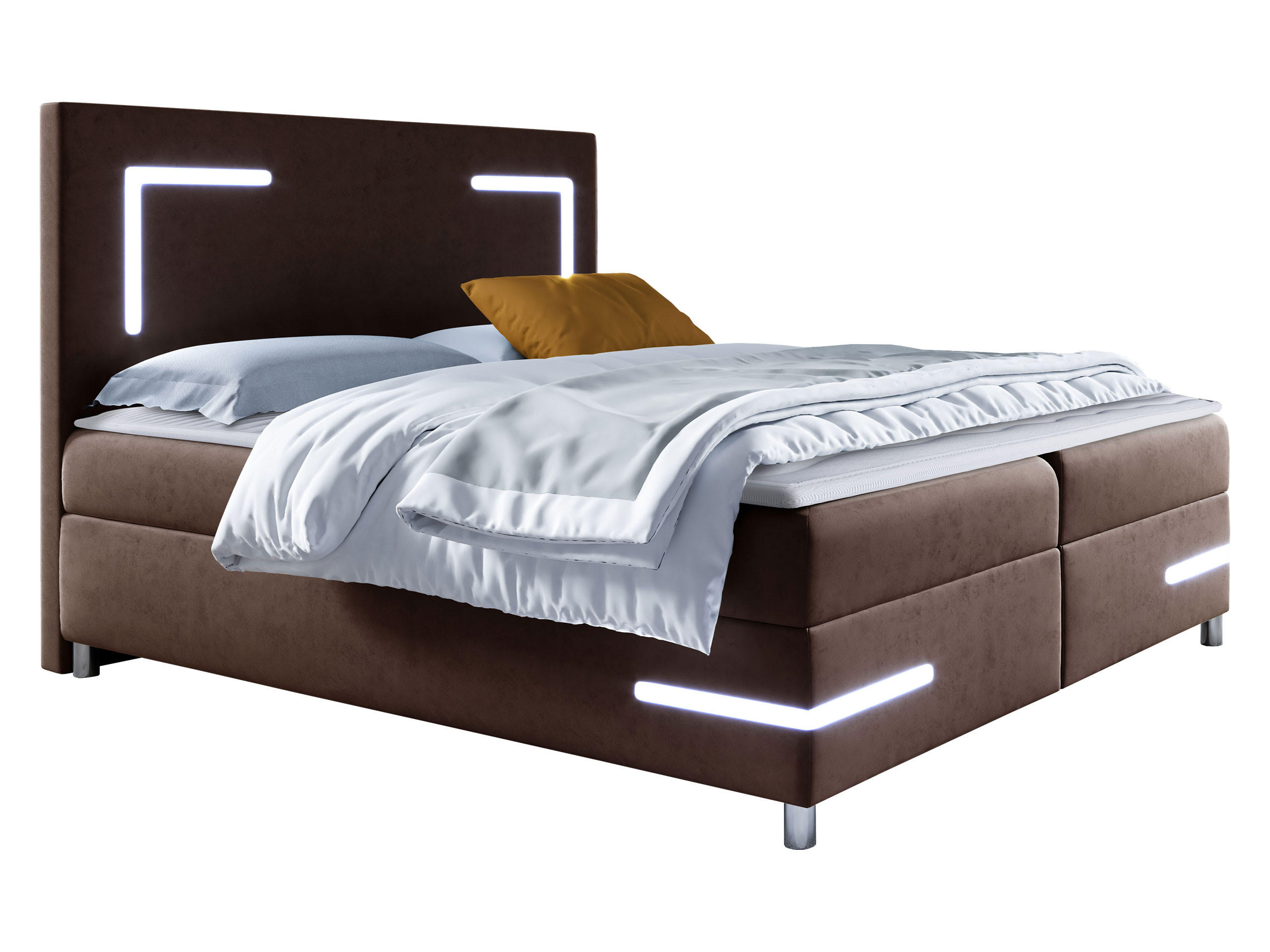 BOXBETT Delos LED - Dunkelbraun, Holz (180/200cm) - MIRJAN24