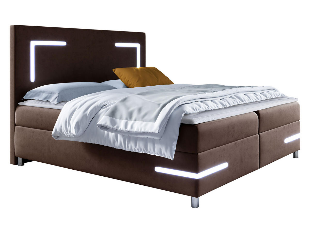 BOXBETT Delos LED - Dunkelbraun, Holz (140/200cm) - MIRJAN24