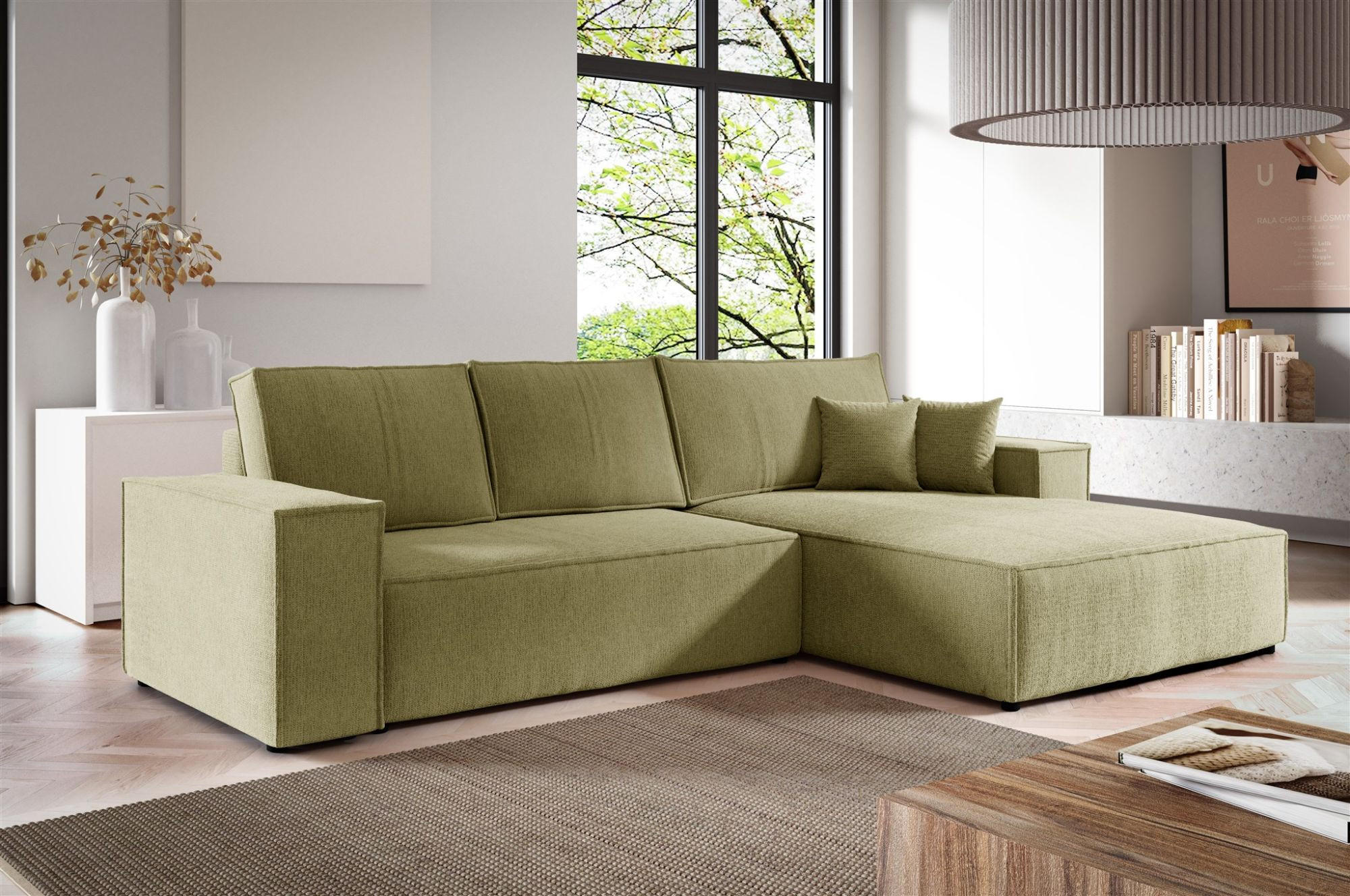 ECKSOFA Levio - Grün, Holzwerkstoff/Textil (294/185cm) - Fun Möbel