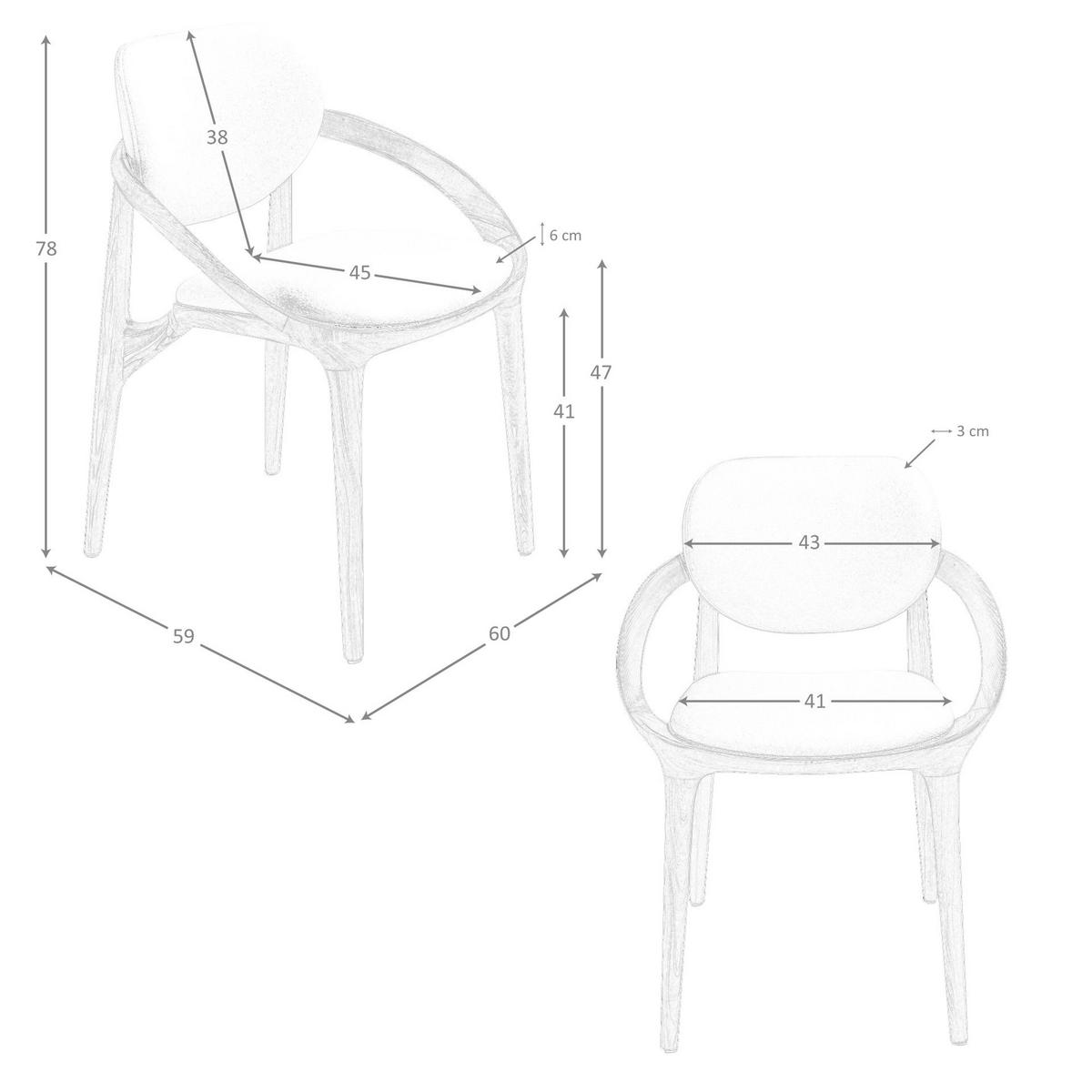 STUHL mit Stoffbezug in Off-White 60/59/78 cm - Ecru/Walnussfarben, Holz/Textil (60/78/59cm) - ANGEL CERDA