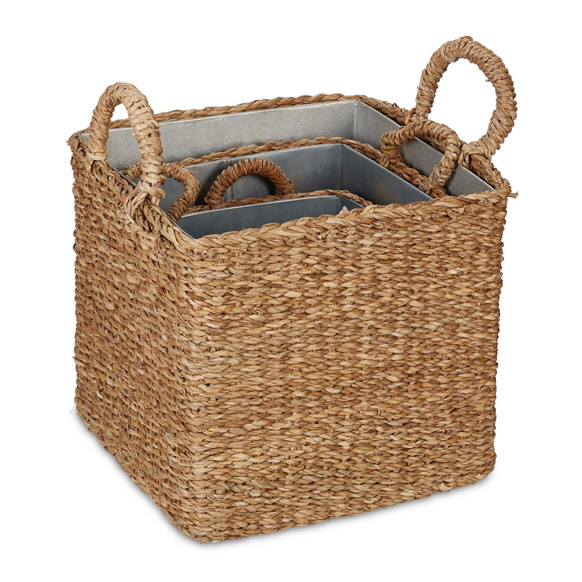 3XPFLANZKORB - Multicolor, Textil/Metall (40cm) - Relaxdays