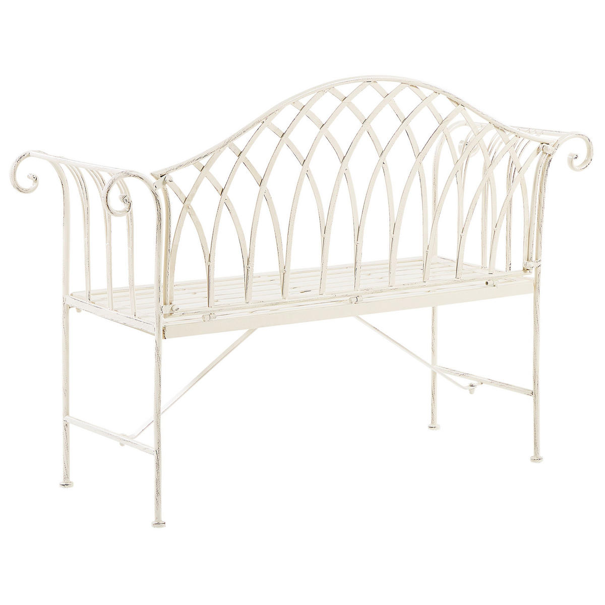 GARTENBANK Metall weiß 130 cm Milazzo - Weiß, Metall (130/94/45cm) - Beliani