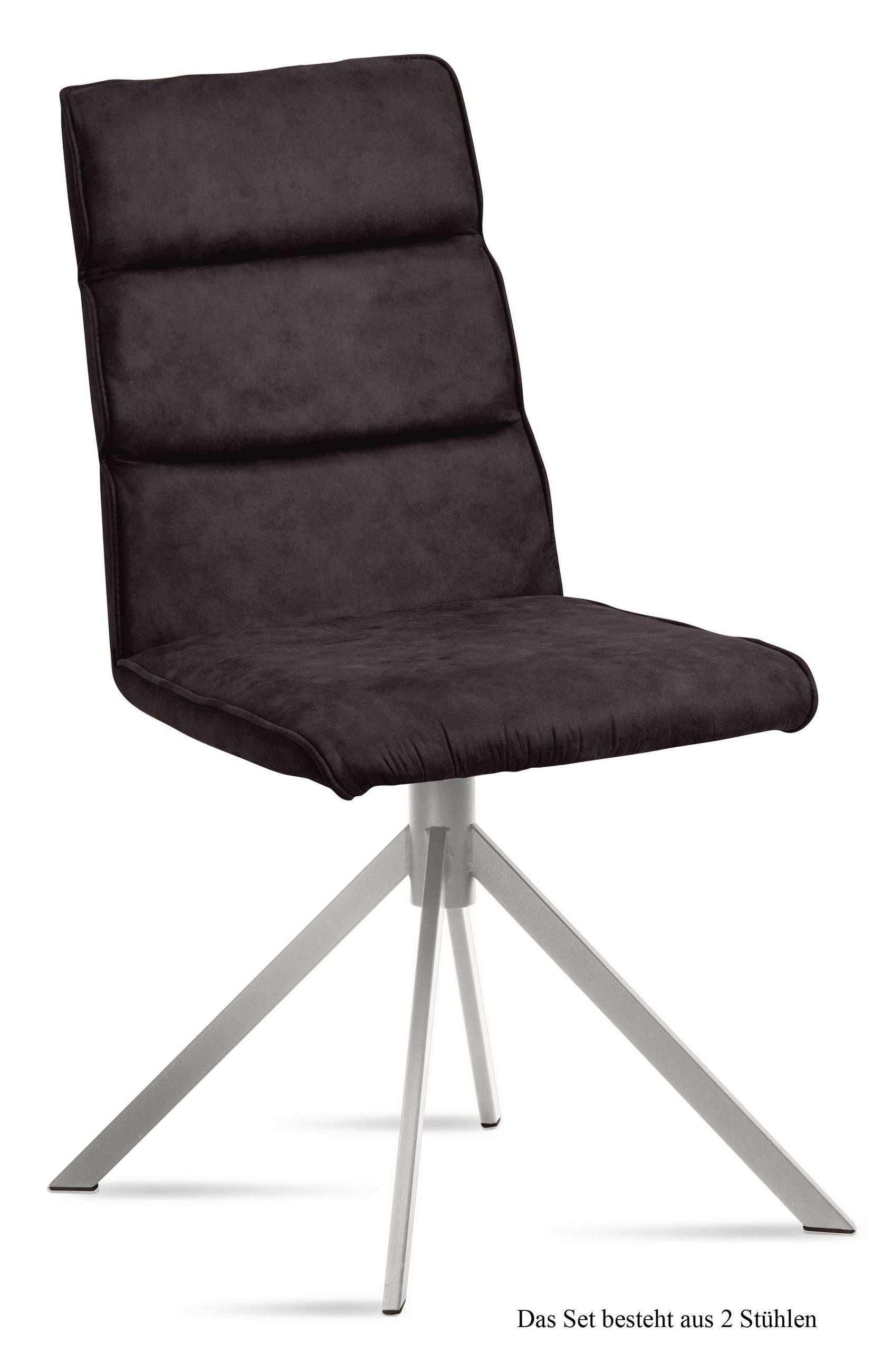 ESSZIMMERSTUHL (2er-Set) Dorkas 47x92x60 Edelstahl/Espresso - Edelstahlfarben/Dunkelbraun, Kunststoff (60/92/47cm) - 58aufmkessel