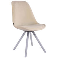 STUHL Samt Creme - Creme/Weiß, Holz/Textil (48/84/56cm) - CLP