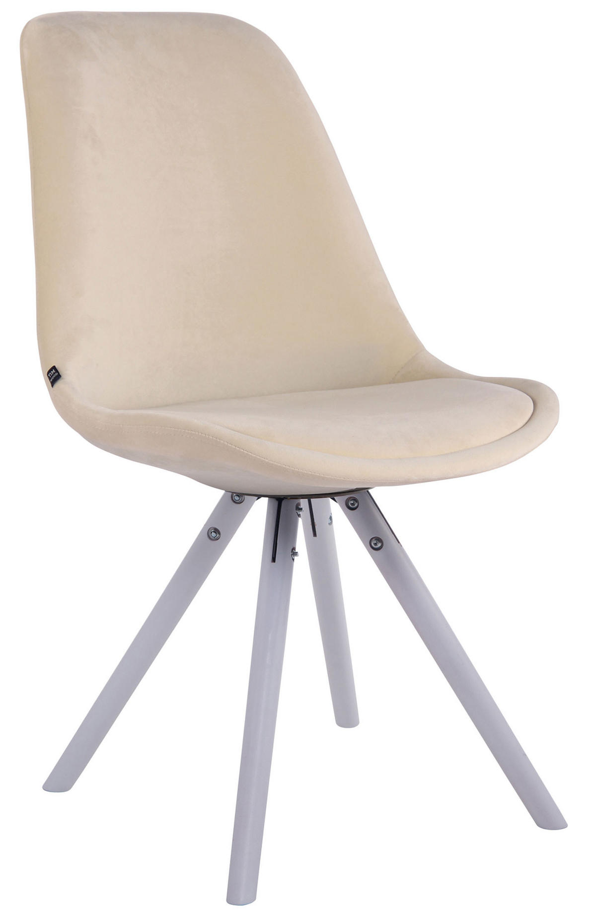 STUHL Samt Creme - Creme/Weiß, Holz/Textil (48/84/56cm) - CLP