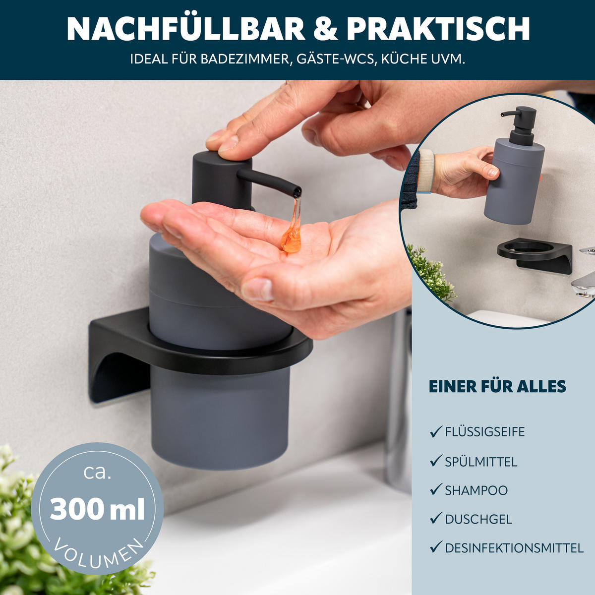 BADACCESSOIRESET SAVONA Softtouch (2er-Set) - Grau, Kunststoff (7/16/9cm) - bremermann