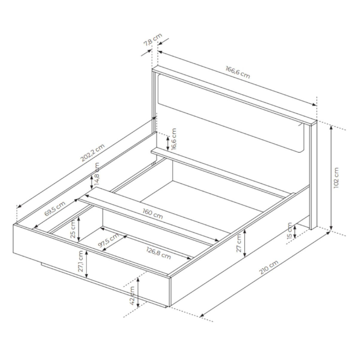 RAHMENBETT - Bett BASTAD C 160 - Braun, Holzwerkstoff (160/200cm) - Möblo