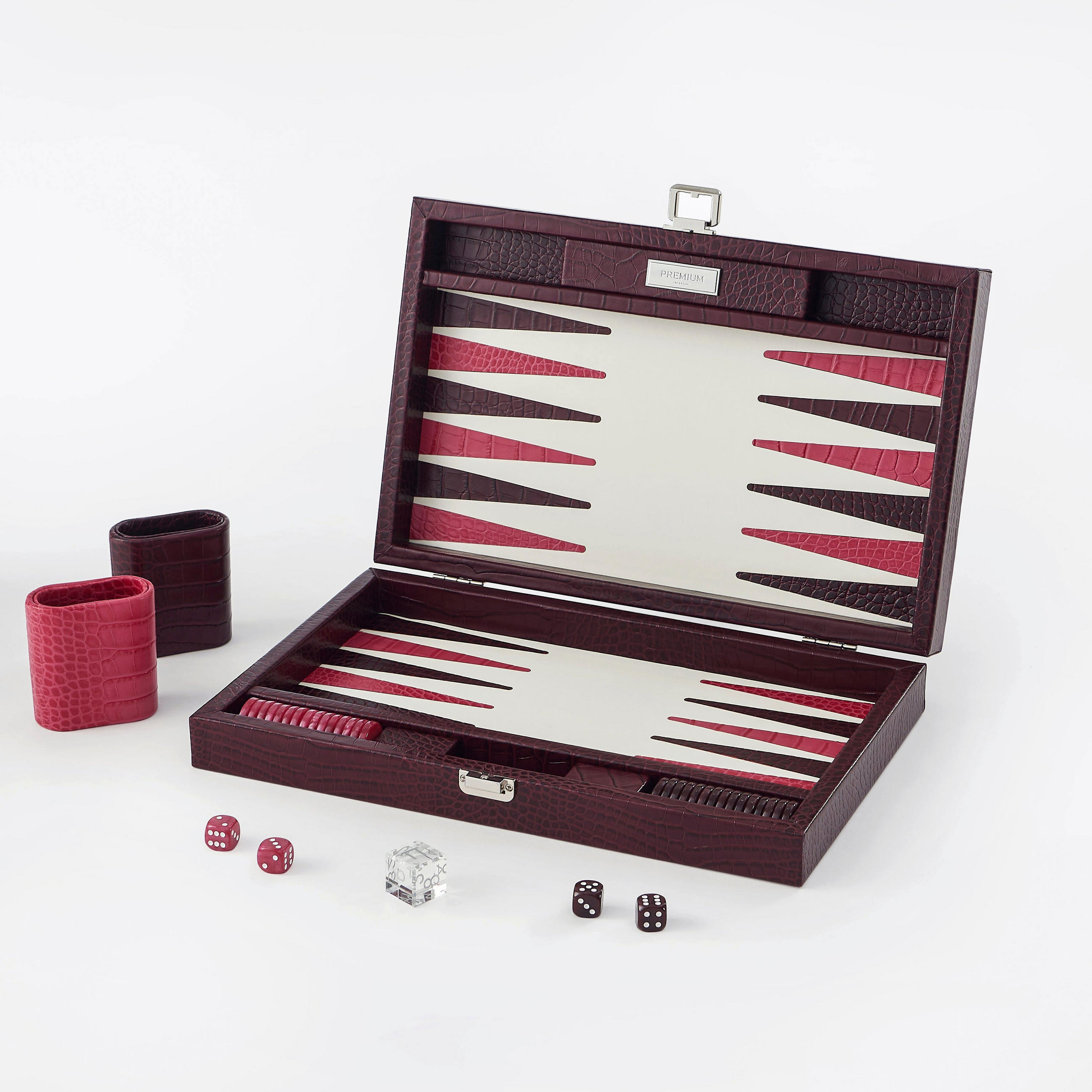 BACKGAMMON – Mittel BACKGAMMON Leder Pflaume 38cm - Lila, Leder (38/24cm) - Premium Interiors