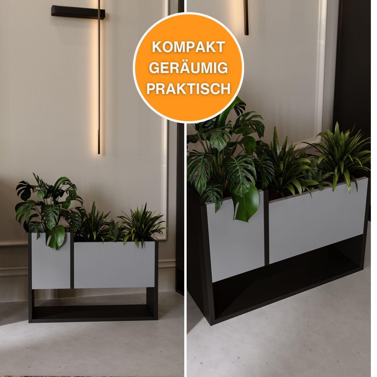BLUMENKASTEN - Dunkelgrau, Holzwerkstoff (23/45/65cm) - RAUMHIRSCH FURNITURE