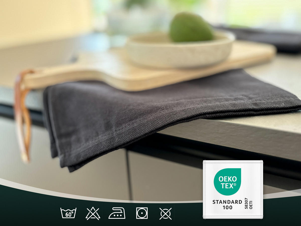 GESCHIRRTÜCHER, 5er-Set, 100% Baumwolle - Schwarz, Textil (50/70cm) - Zollner